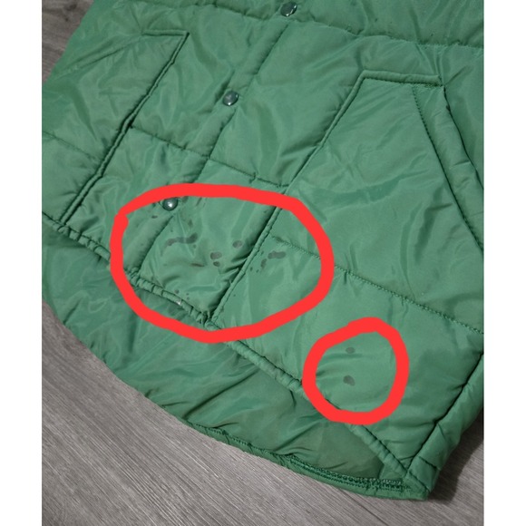 Vintage Castrol Puffer Vest XL Green Snap Upstream USA 70s/80s - Picture 5 of 12